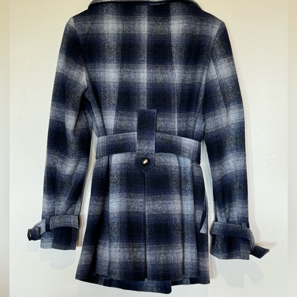 Miss sixty size M Women’s Double Breasted Coat Plaid Wool Blend blue - Picture 5 of 6